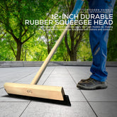 12" Newman and Cole Wooden Floor Squeegee with 15/16 Taper Handle